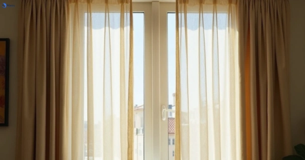 Dull dusty drapes in taigum before professional cleaning